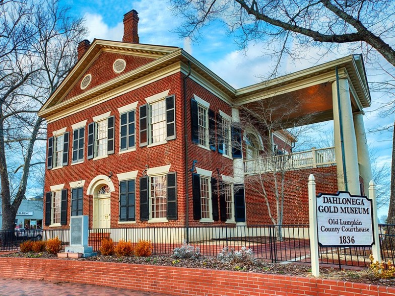 Dahlonega Gold Museum and historic Lumpkin County Courthouse in Dahlonega
