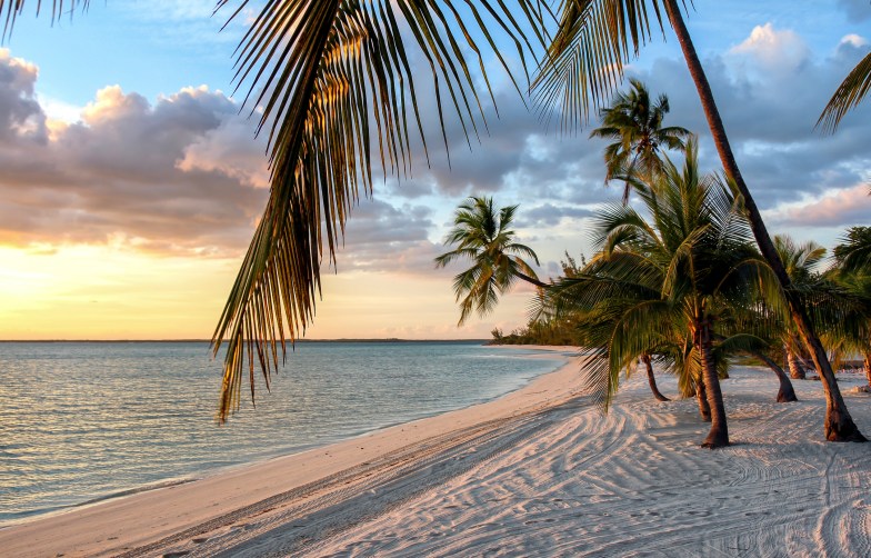 Sunset on island of Andros in the Bahamas